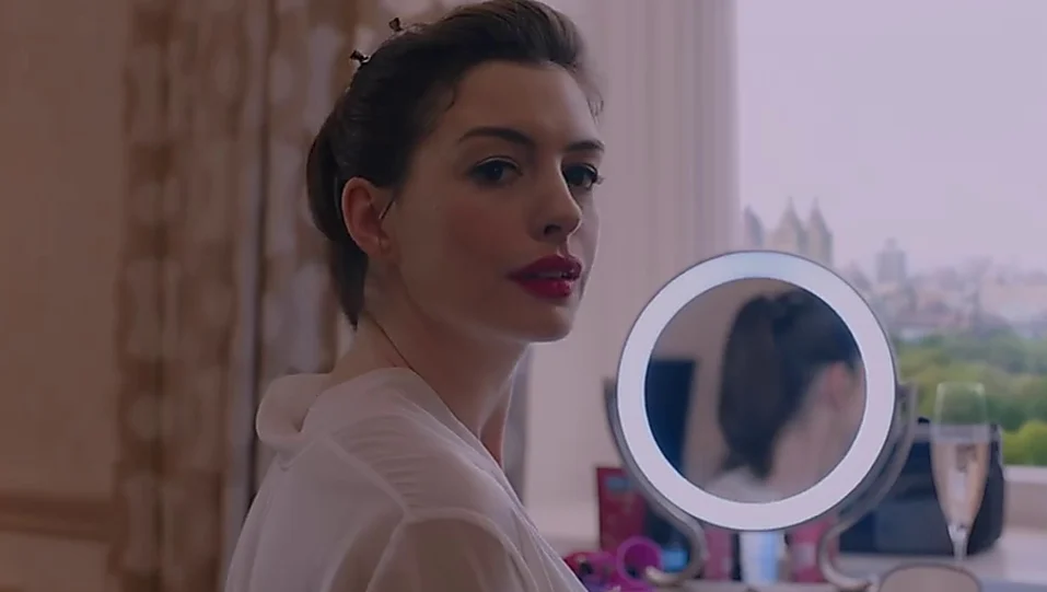 Anne Hathaway White Nightdress Look Official Trailer Style