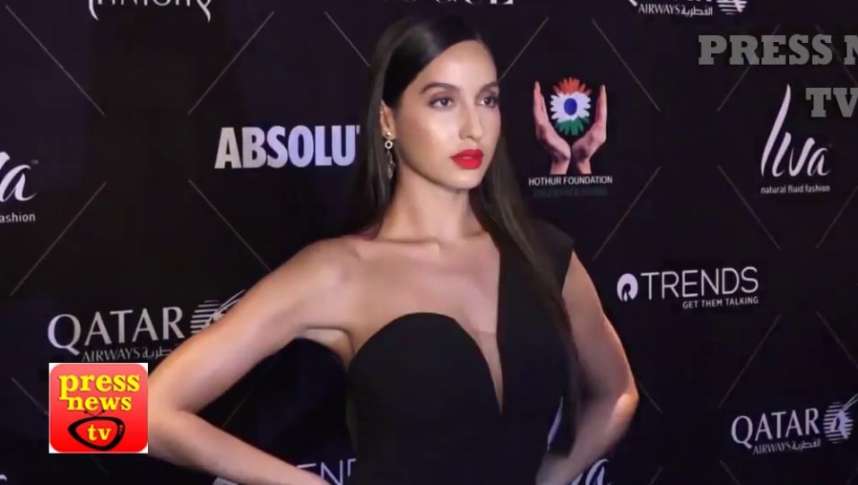 Celebrity Hairstyle of Nora Fatehi from Red Carpet, Vogue Beauty Awards,  2018 | Charmboard