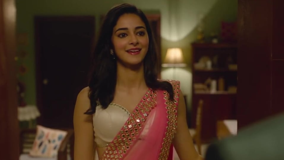 Ananya Panday Orange Saree Look Official Trailer Style Inspiration