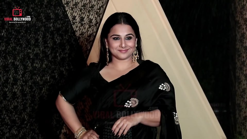 Vidya Balan Black Saree Look Sakshi Bhatt Grand Wedding Reception