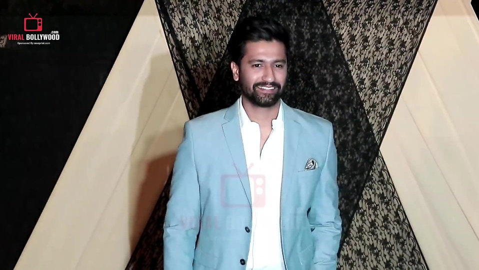 Vicky Kaushal White Shirt And Blue Trouser Look Sakshi Bhatt