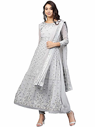Vrushika Mehta Grey Salwar Suit Look Episode 242 Style Inspiration