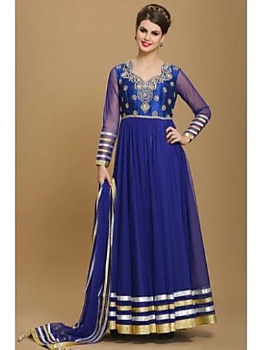 Jasmin Bhasin In Blue Anarkali Outfit Celebrity Clothing Charmboard Nichts ahnend von den bösen absichten, ist sie am. charmboard