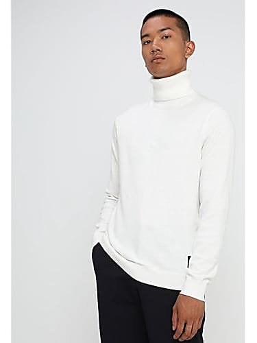 calvin klein jeans blend turtle neck men jumper white
