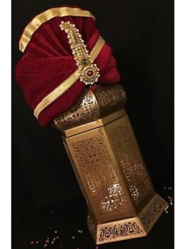 Ethnic Ruby Jewelled Groom Red Turban Brooch Pin Pagri Kalgi Sherwani// Brooch