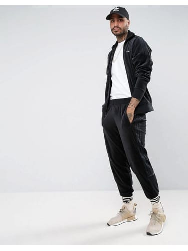 adidas velour tracksuit black