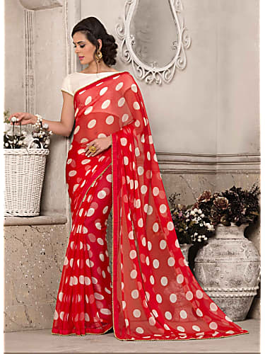 retro polka dot saree