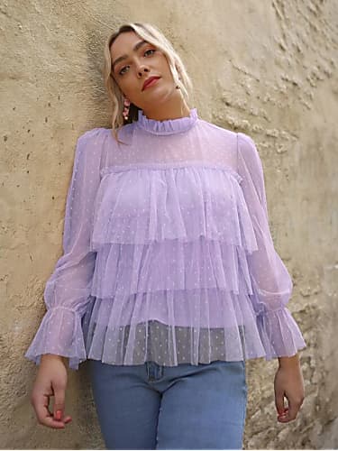 purple ruffle top