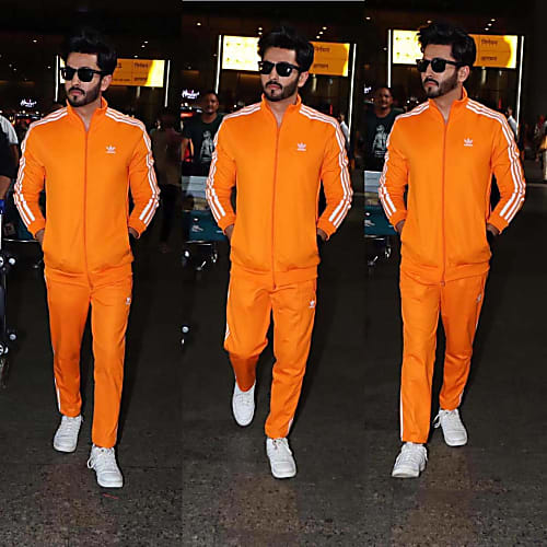bright orange adidas tracksuit